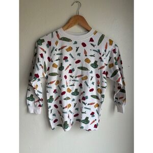 Nordstrom N Kids White Vegetable Print Cotton Long Sleeve Shirt Size 14/16